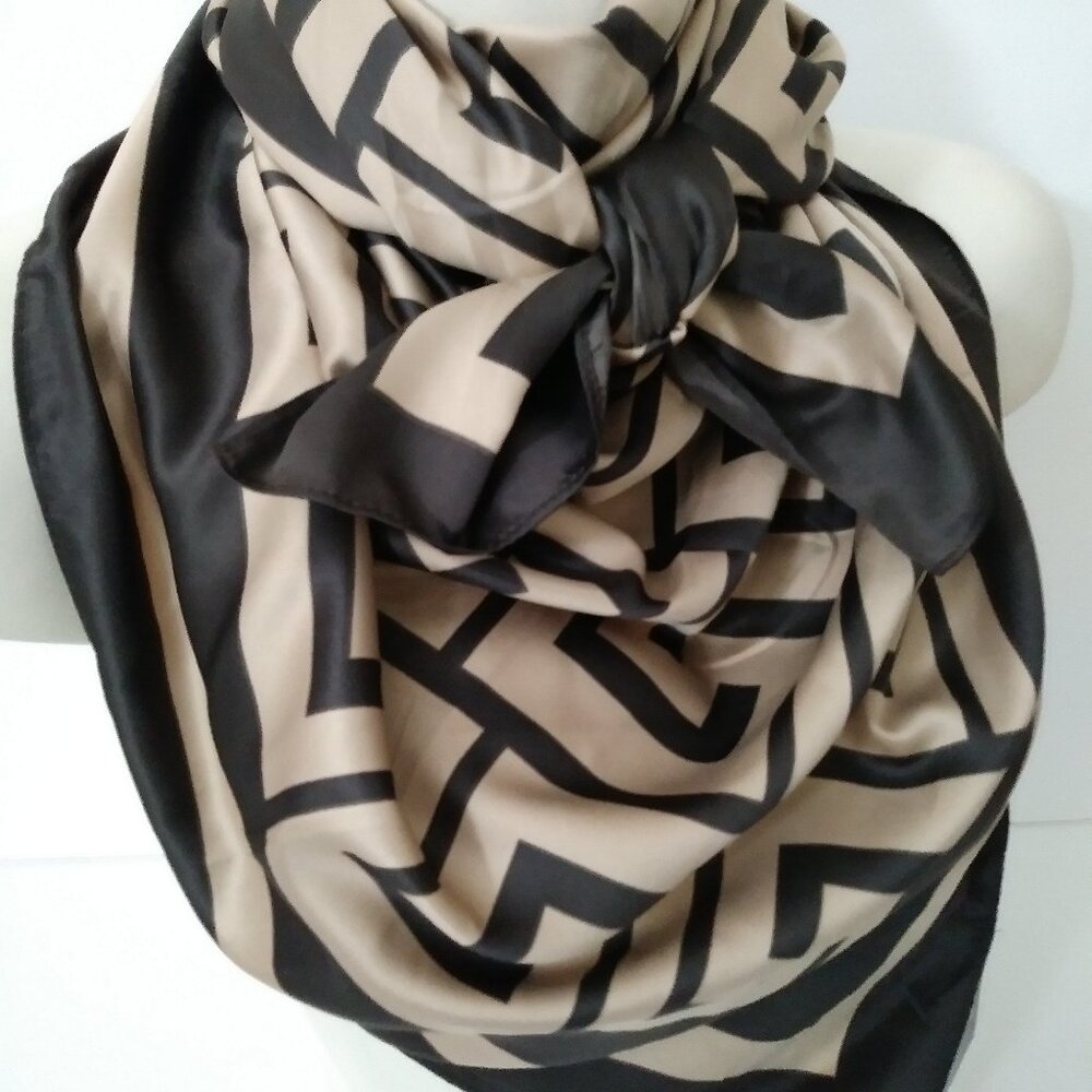 Aldo Brown Tan Square Silk Scarf